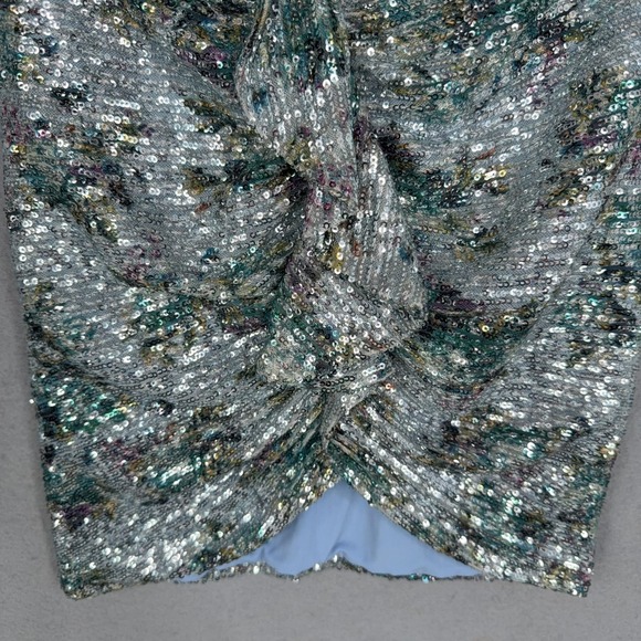 Nookie Skirt Womens XS Forever Blue Sequin Ruched Knot Front Mini Party Cocktail - Picture 6 of 14